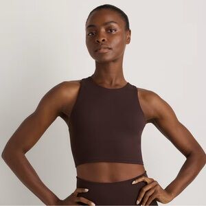 NEW QUINCE Ultra-Form High-Neck Cropped Tank Espresso 31